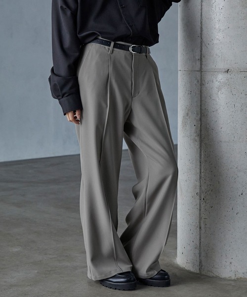 「SERACE」 スラックス M アッシュグレー メンズ_画像2