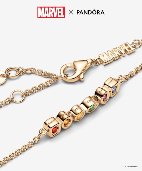 Pandora パンドラ ゴールド ビーズブレスレット ダイヤモンド風　美品 PANDORA（パンドラ） ブレスレット 18cm イエローゴールド レディース