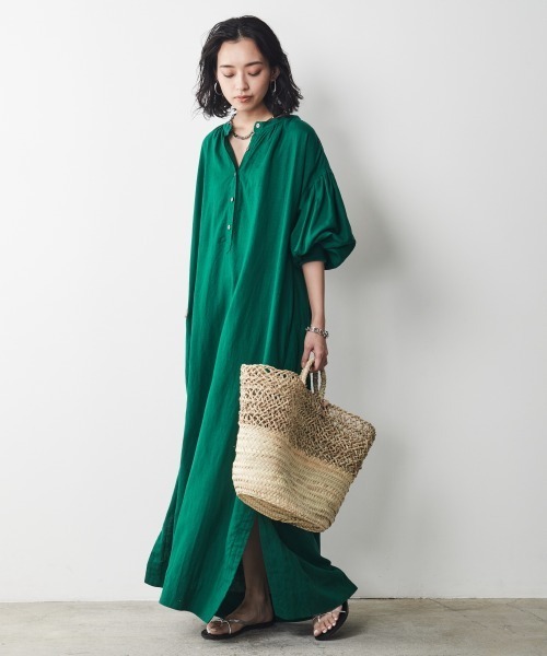 「CHIC STYLE」 7分袖ワンピース 4L ネイビー レディース_画像3