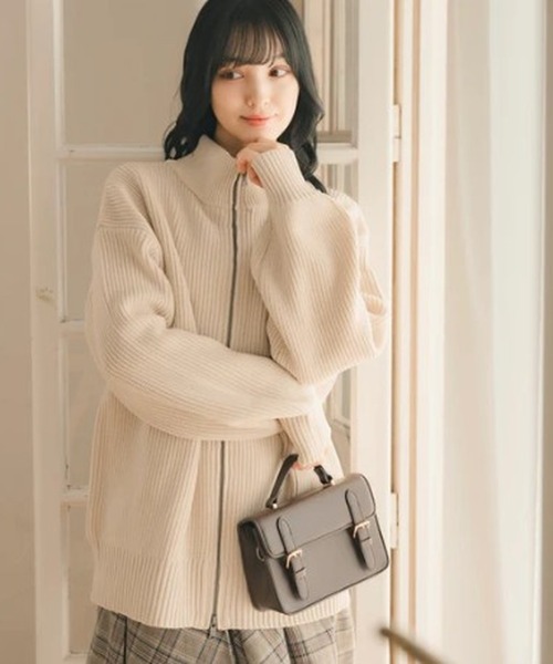 amr. カーディガン ハイネックジップカーディガン レディース