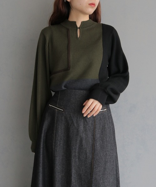 「&g'aime」 長袖ニット FREE カーキ レディース_画像2
