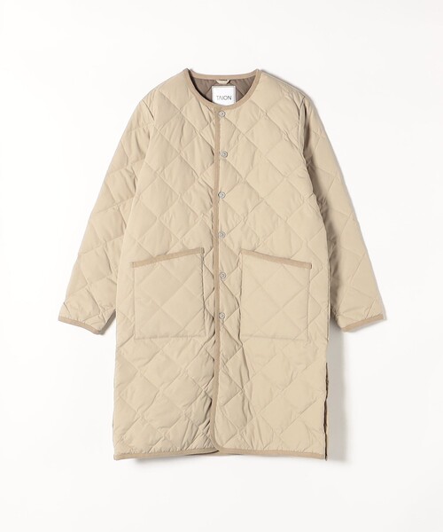 「TAION」 ダウンコート MEDIUM ベージュ レディース_画像3