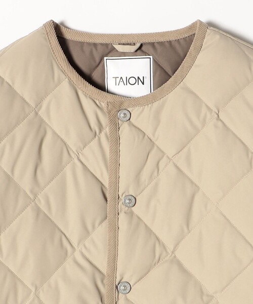 「TAION」 ダウンコート MEDIUM ベージュ レディース_画像4