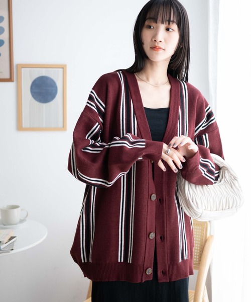 「WEGO」 ニットカーディガン LARGE ネイビー メンズ_画像5