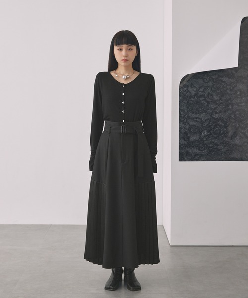 ELUNIS ロング スカート 夏 サイドプリーツフレアスカート : ZOZOTOWN
