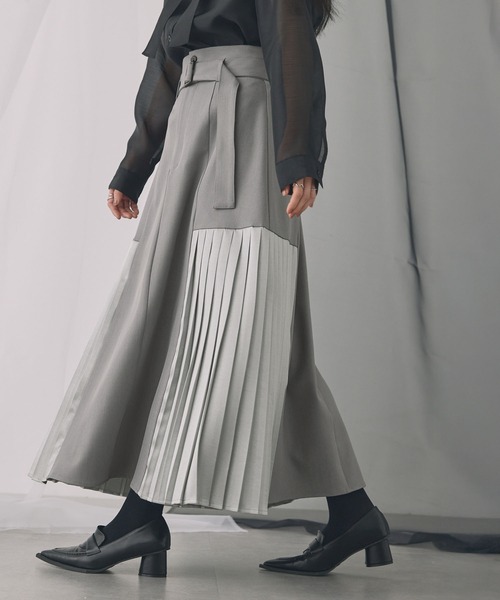 ELUNIS ロング スカート 夏 サイドプリーツフレアスカート : ZOZOTOWN