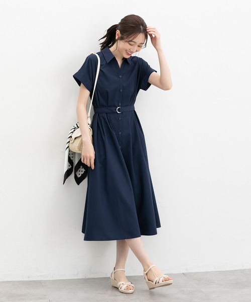 「Honeys」 半袖ワンピース LL ネイビー レディース_画像5