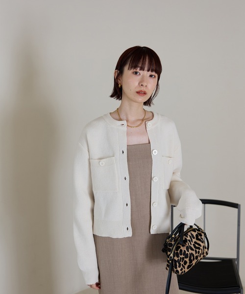「meilmada」 ニットカーディガン FREE ホワイト レディース_画像2