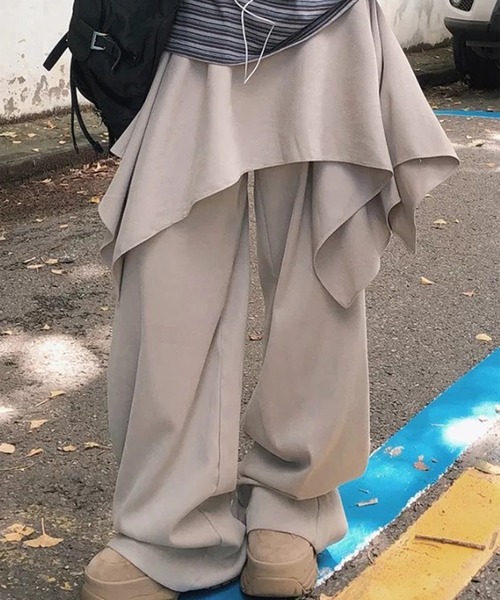LYEON（リヨン） ワイドパンツ パンツ アシメスカートレイヤードワイド