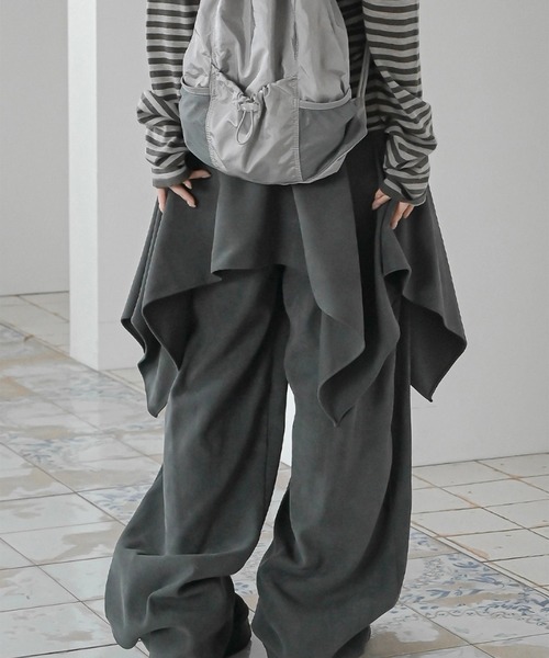 LYEON（リヨン） ワイドパンツ パンツ アシメスカートレイヤードワイド