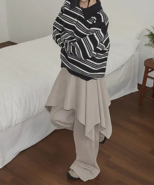 LYEON（リヨン） ワイドパンツ パンツ アシメスカートレイヤードワイド