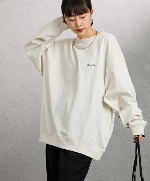 ジムフレックス　刺繍ロゴ　長袖ビッグTシャツ GYMPHLEX（ジムフレックス） tシャツ ワンポイント刺繍ロゴ ロング