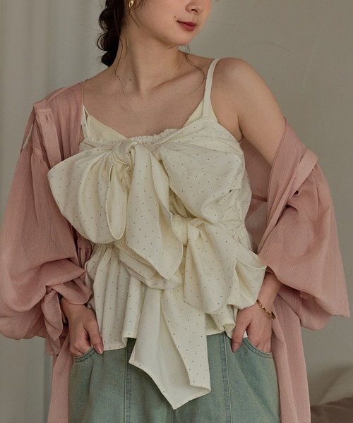 mideal（マイディール） キャミソール double ribbon bustier / ダブル