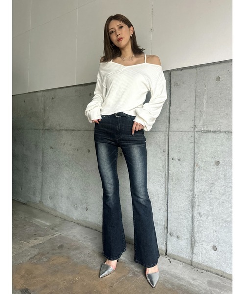 「EGOIST」 ブーツカットデニムパンツ SS ダークネイビー レディース_画像5