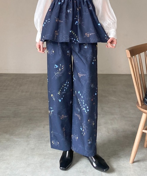 She's Closet ワイドパンツ パンツ フラワープリント ストレート