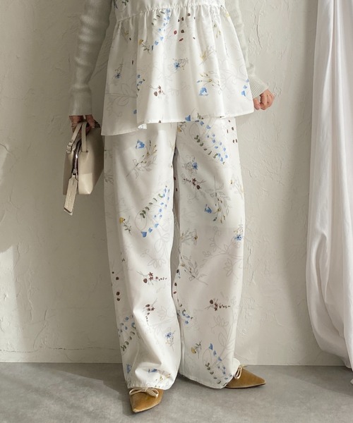 She's Closet ワイドパンツ パンツ フラワープリント ストレート