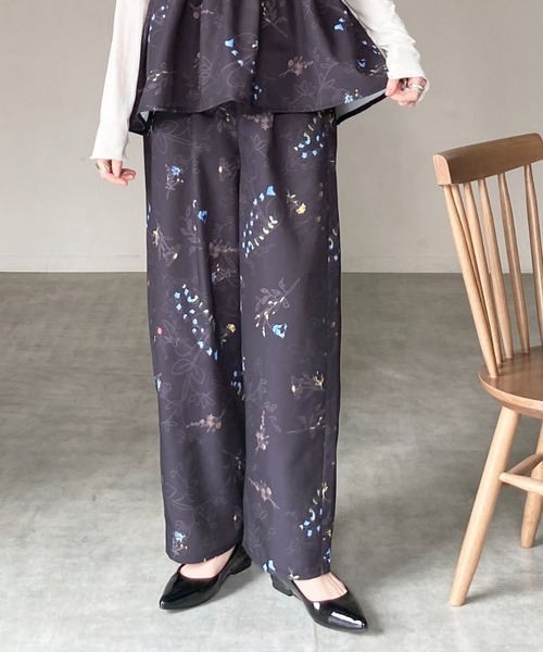 She's Closet ワイドパンツ パンツ フラワープリント ストレート