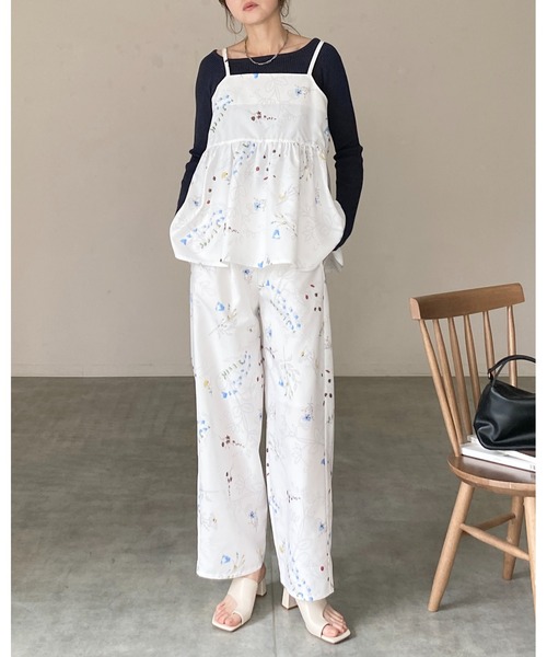She's Closet ワイドパンツ パンツ フラワープリント ストレート