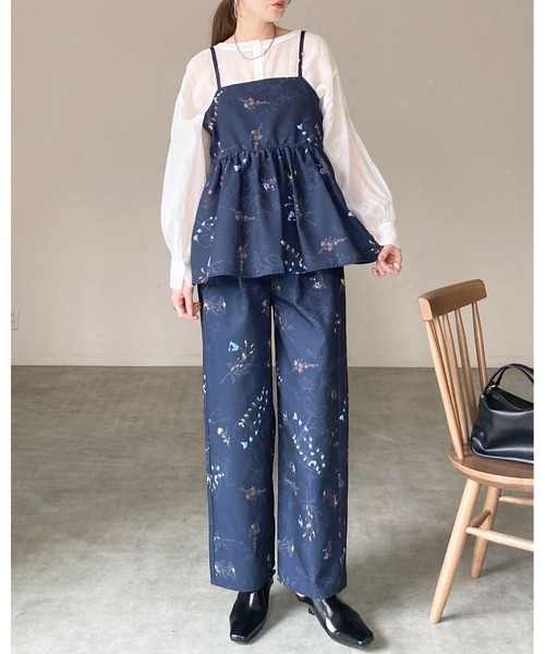 She's Closet ワイドパンツ パンツ フラワープリント ストレート