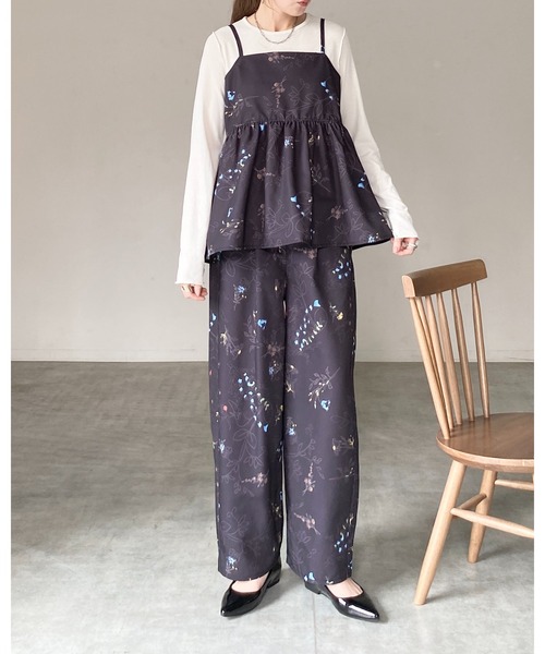 She's Closet ワイドパンツ パンツ フラワープリント ストレート