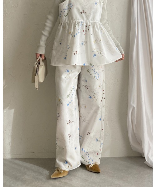 She's Closet ワイドパンツ パンツ フラワープリント ストレート