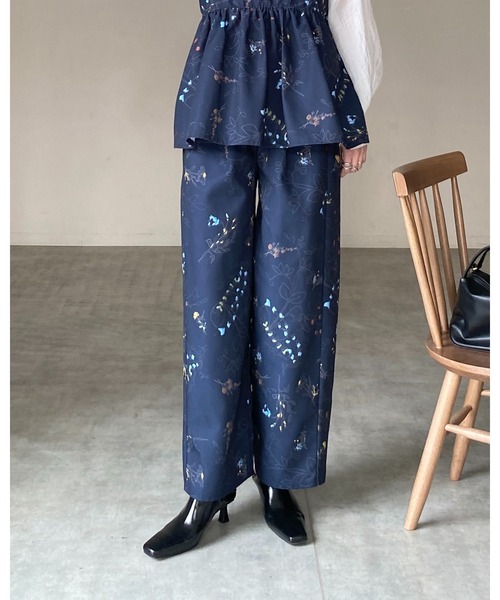 She's Closet ワイドパンツ パンツ フラワープリント ストレート