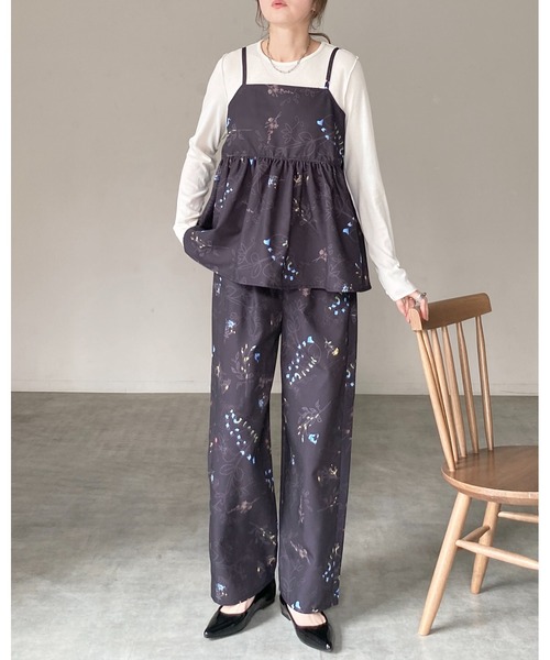 She's Closet ワイドパンツ パンツ フラワープリント ストレート