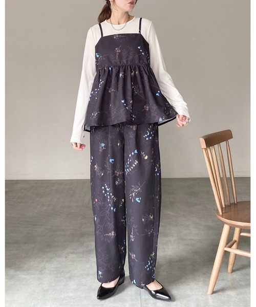 She's Closet ワイドパンツ パンツ フラワープリント ストレート