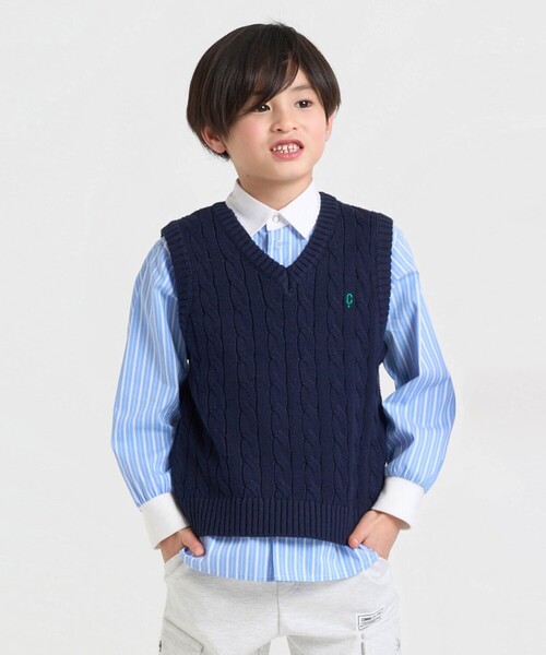 「COMME CA ISM」 「KIDS」長袖シャツ 140cm ネイビー キッズ_画像3