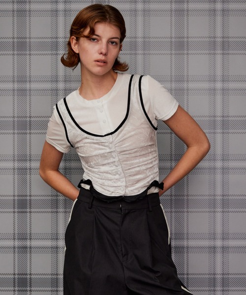 MAISON SPECIAL（メゾンスペシャル） tシャツ Layered Velour Top 