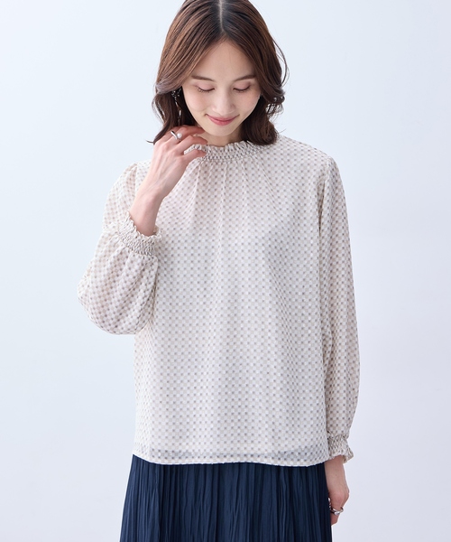 「A/C DESIGN BY ALPHA CUBIC」 長袖ブラウス L サックスブルー レディース_画像3