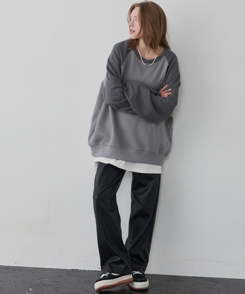 「AIVER」 スウェットカットソー LARGE ブラック メンズ_画像4