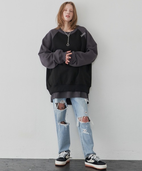「AIVER」 スウェットカットソー LARGE ブラック メンズ_画像6