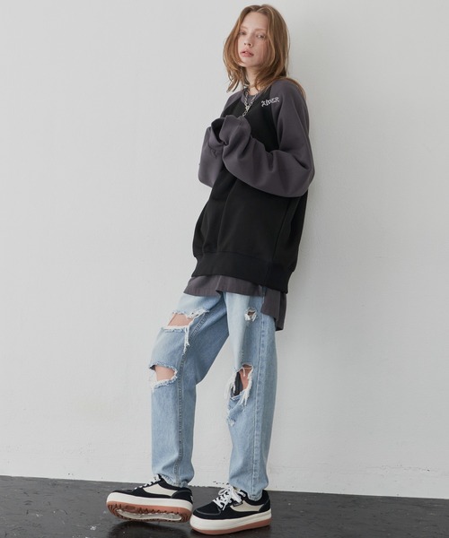 「AIVER」 スウェットカットソー LARGE ブラック メンズ_画像7
