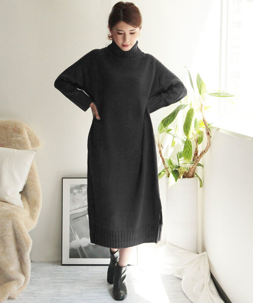 ワンピース タートルネックロングニットワンピース Zozotown Yahoo 店 通販 Yahoo ショッピング