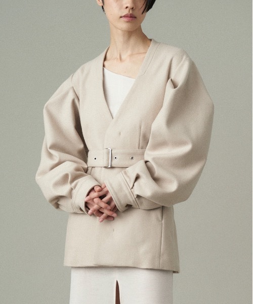 ジャケット ノーカラージャケット VOLUME SLEEVE COAT レディース 