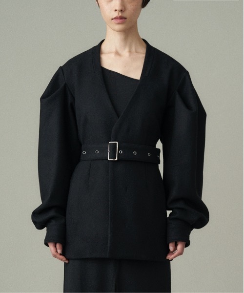 ジャケット ノーカラージャケット VOLUME SLEEVE COAT レディース 