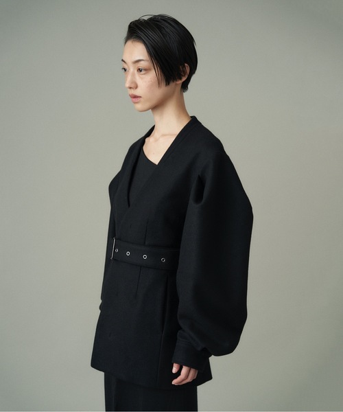 ジャケット ノーカラージャケット VOLUME SLEEVE COAT レディース 