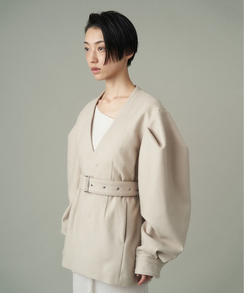 ジャケット ノーカラージャケット VOLUME SLEEVE COAT レディース 