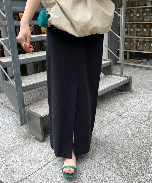 ハナエモリ HANAEMORI マキシスカート タイトスカート 38 リネン混 ハナエモリ HANAEMORI マキシスカート タイトスカート 38 リネン