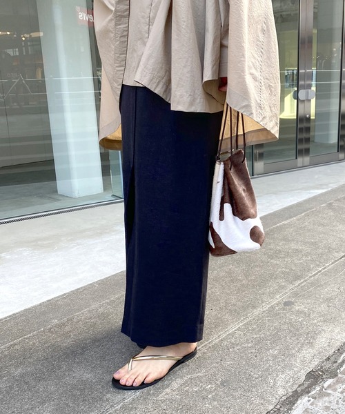 ハナエモリ HANAEMORI マキシスカート タイトスカート 38 リネン混 ハナエモリ HANAEMORI マキシスカート タイトスカート 38 リネン