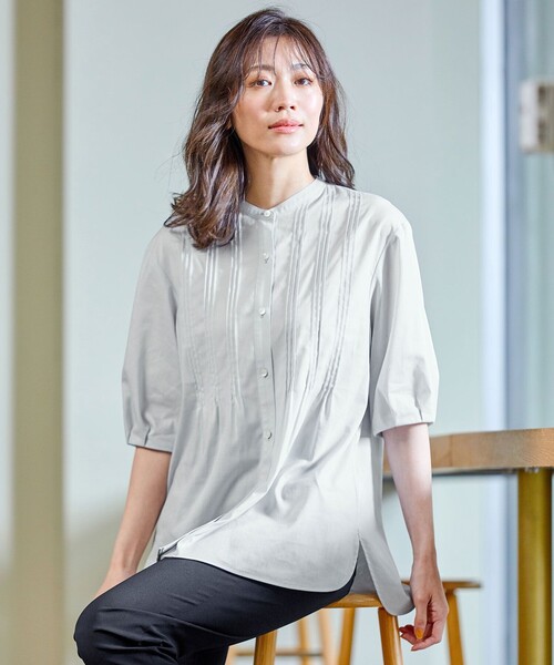 シャツ ブラウス ポリエステル 洗える Poplin ポリエステル ラミー レディースファッション Poplin ブラウス Zozotown ピンタック 通販 店 激安