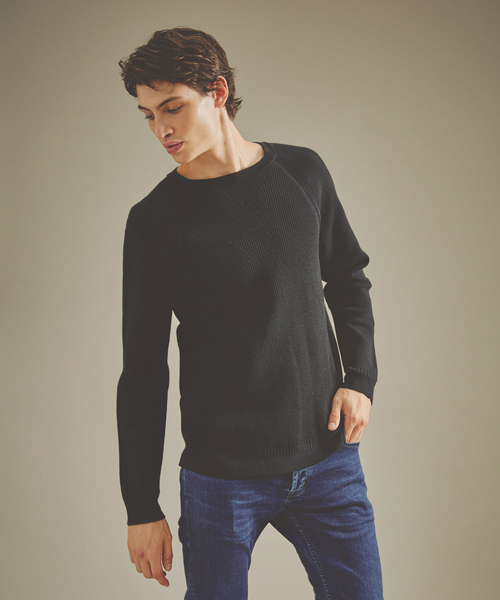 5351 POUR LES HOMMES セーター ニット Wワッフル クルーネック プル