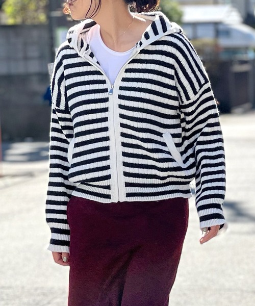BEATJIVE（ビートジャイブ） ニット セーター ボーダー ジップ ニット