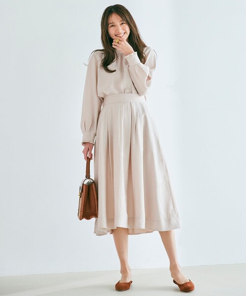 コムコム　シルクスカート 組曲（KUMIKYOKU） スカート 「セットアップ対応・ウエストゴム仕様