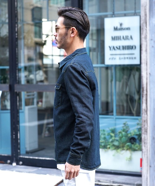 デニムシャツ JIGGYS SHOP シャツ レギュラーカラー ウエスタン 長袖デニム