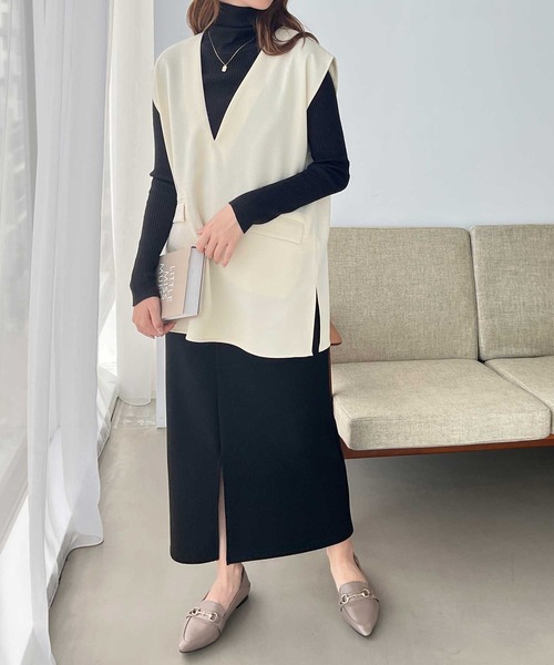 GeeRA（ジーラ） ベスト ジレ リネンライクスラブプルオーバーベスト