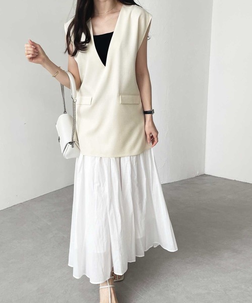 GeeRA（ジーラ） ベスト ジレ リネンライクスラブプルオーバーベスト