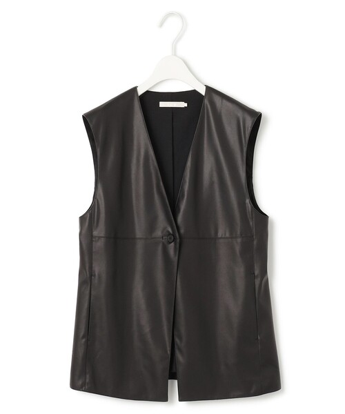 ICB（アイシービー） ベスト ジレ フェイクレザー ベスト レディース