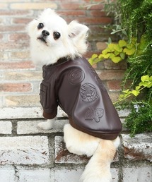 レア BIGBANG MADE 犬用 MA-1 黒 Mサイズ AVIREX（アヴィレックス） 犬 服 AVIREX/フェイクレザータイプMA-1